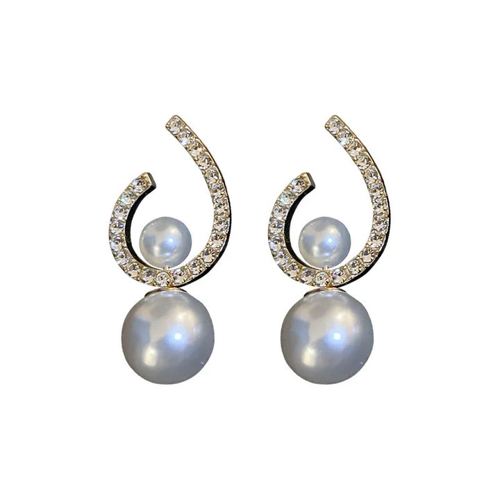 3 in 1 Drop Pearl Earrings C-Shaped Circle Dangle Earrings