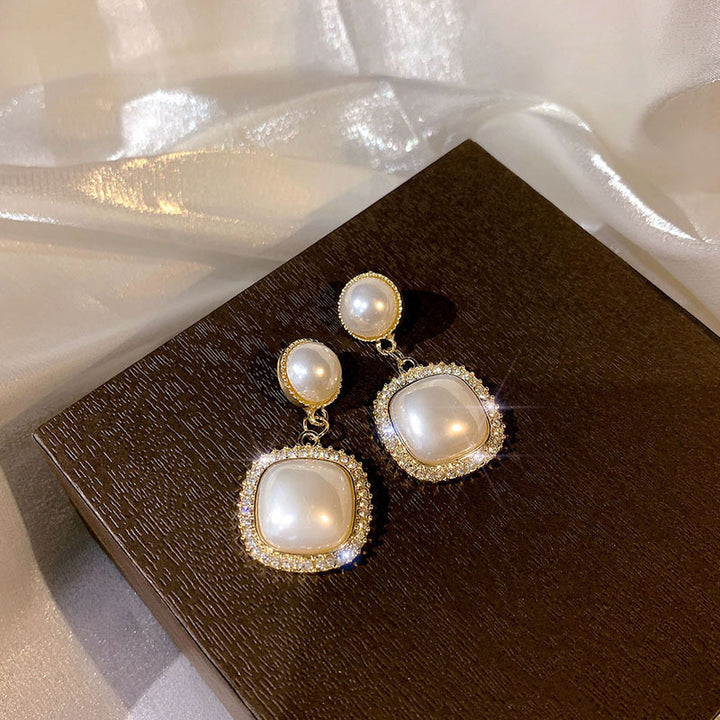 Vembley Gold-Plated Amazing Korean Square AD-Pearl Earrings For Girls And Women