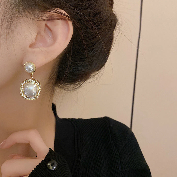 Vembley Gold-Plated Amazing Korean Square AD-Pearl Earrings For Girls And Women
