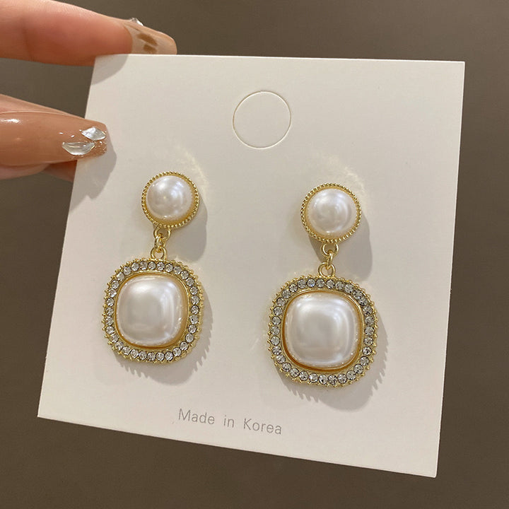 Vembley Gold-Plated Amazing Korean Square AD-Pearl Earrings For Girls And Women