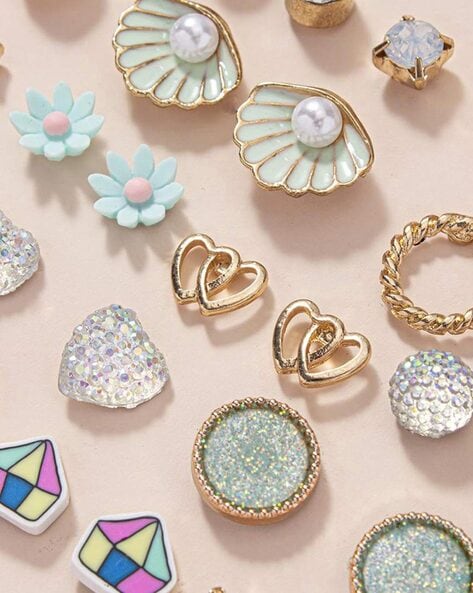 Vembley New Combo Of 30 Quirky Multicolour Stud Earrings For Women