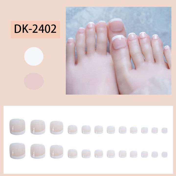 Vembley Set of 24 Artificial Reusable Toe Nails in Natural French Manicure design