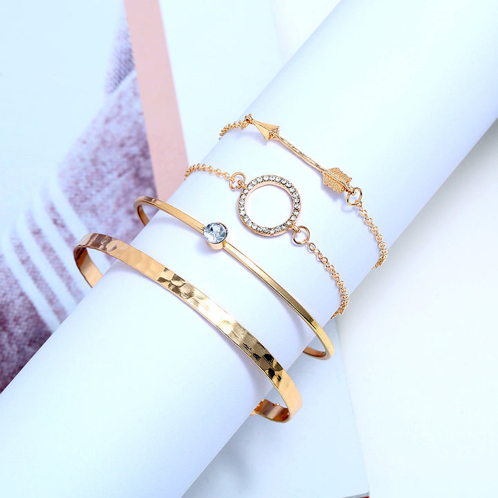 Vembley Gold Toned Gold Plated Set of 4 Contemporary Stackable Bracelet Set For Women and Girls