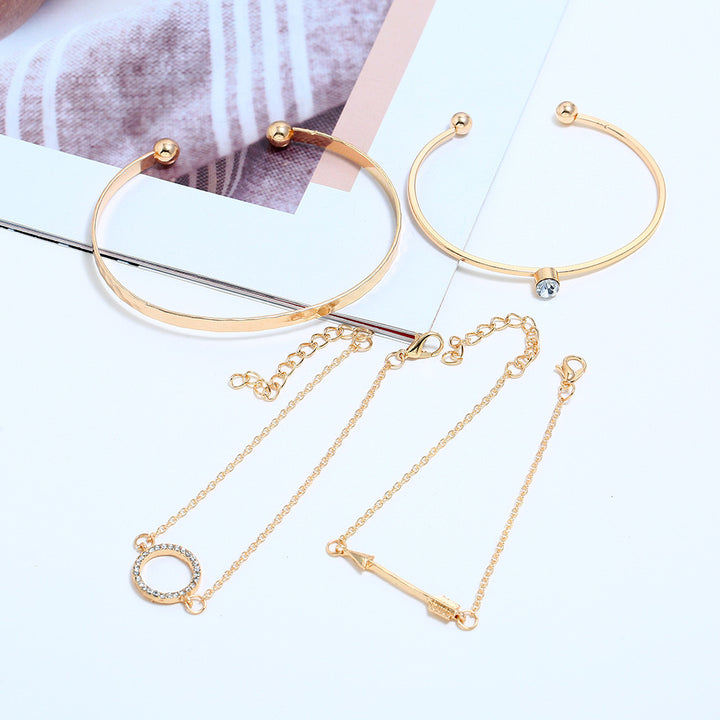 Vembley Gold Toned Gold Plated Set of 4 Contemporary Stackable Bracelet Set For Women and Girls