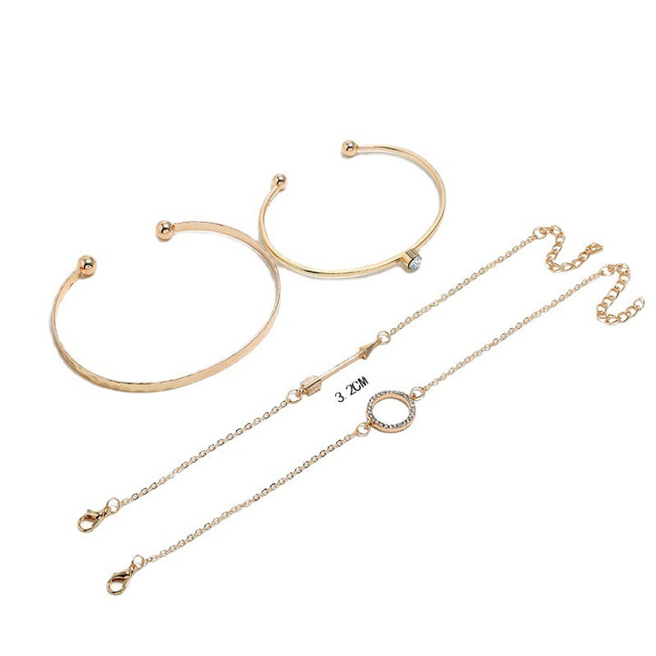 Vembley Gold Toned Gold Plated Set of 4 Contemporary Stackable Bracelet Set For Women and Girls