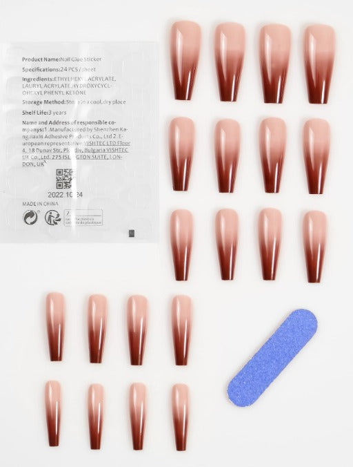 Vembley Set of 24 Artificial Reusable Nails In Ombre False Design With Glue