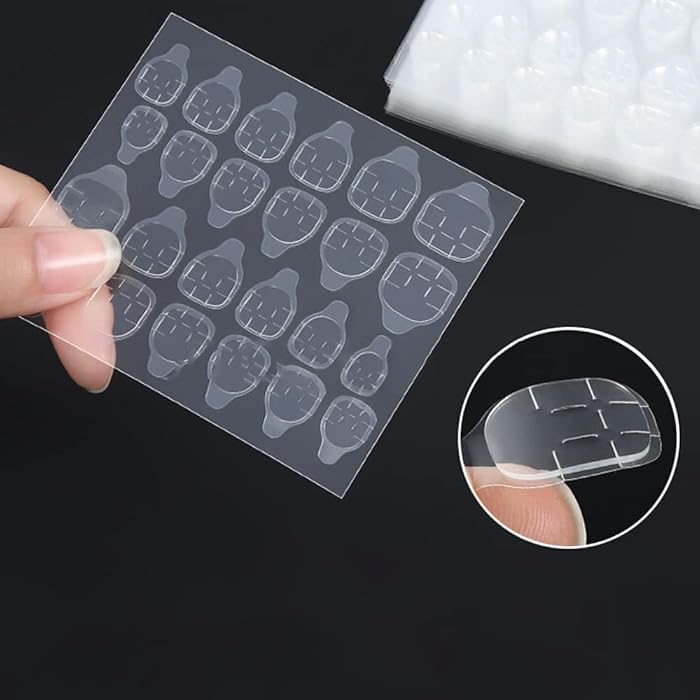 Vembley Set of 24 Artificial Reusable Nails In Pink Cream Color With Bow With Glue Cream, Natural, Nude