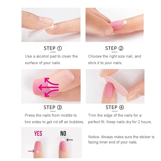 Vembley Set of 24 Artificial Reusable Nails In Ombre False Design With Glue