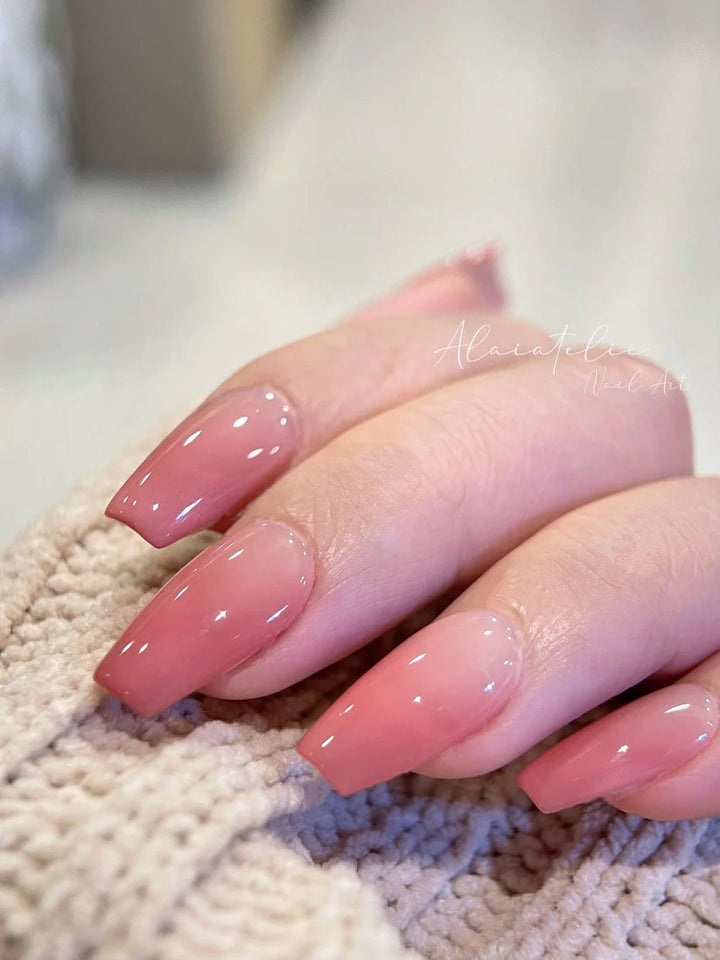 Vembley Set of 24 Artificial Reusable Nails In Pink Ombre Design With Glue