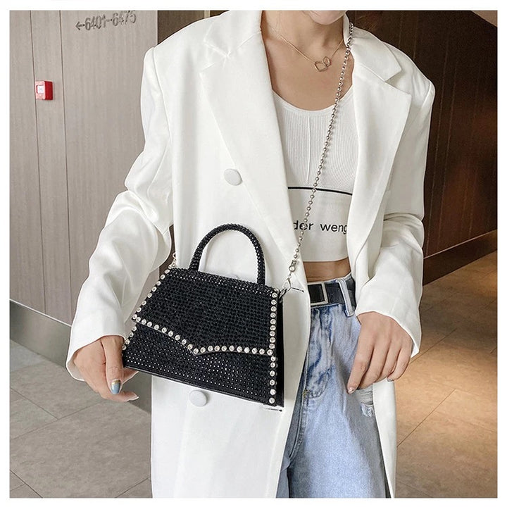 Black Tote Bag With Chain Sling