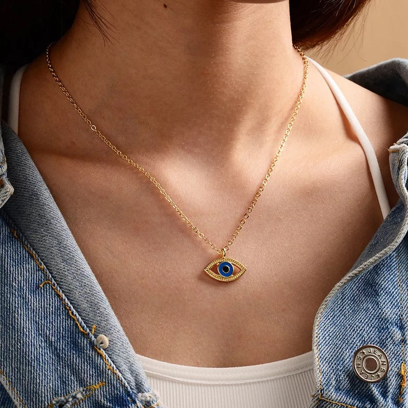 Gold Plated Blue Evil Eye Pendant – Vembley