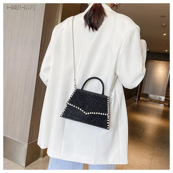 Black Tote Bag With Chain Sling