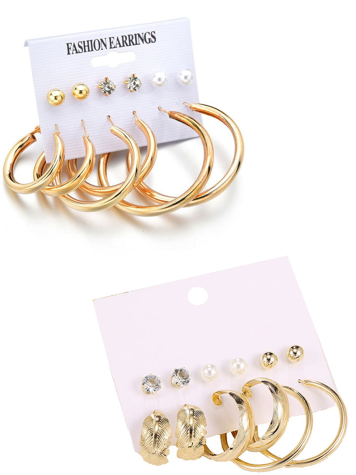 Combo Of 12 Pair Pearl Stone Studs and Hoop Earrings