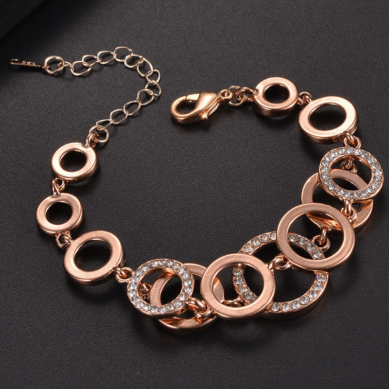 Vembley Trendy Rose Gold Plated Crystal Fashion Rings Bracelet for Girls and Women