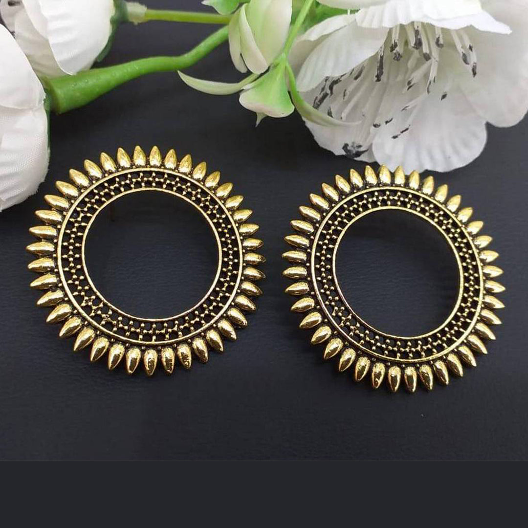 Golden Oxidized Round Antique Earrings – Vembley
