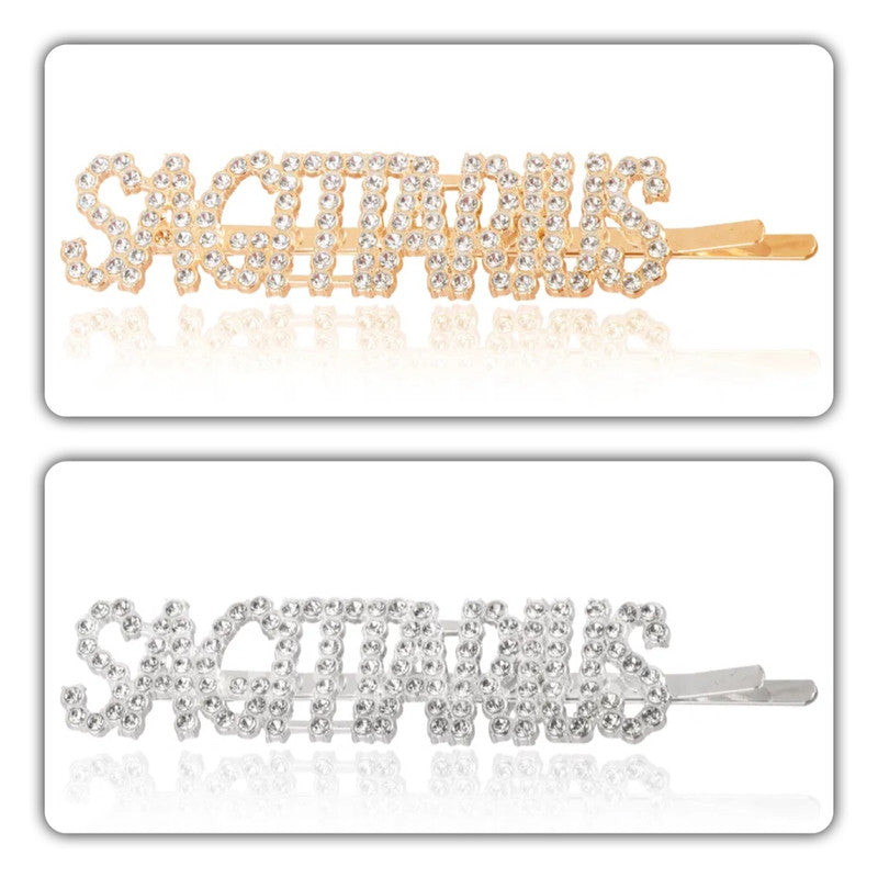 Vembley Combo Of 2 Magnificent Sagittarius Golden and Silver Hairclip For Women and Girls
