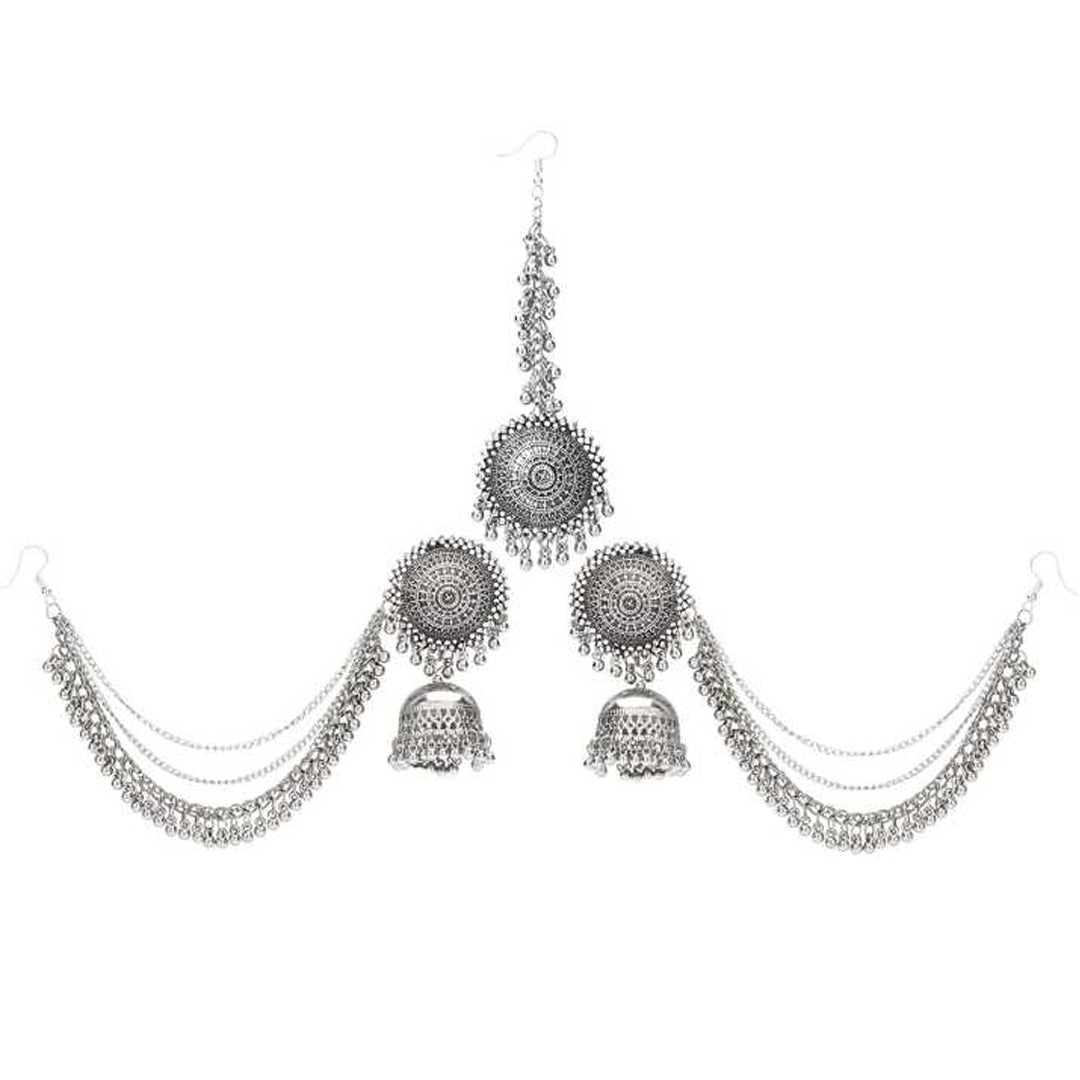 Silver Bahubali Chain Jhumka With Maang Tikka – Vembley