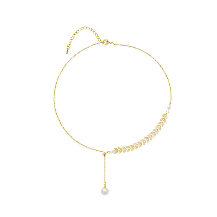 Vembley Charming Gold Plated Choker with the Design of Leaves Pendant Necklace for Women and Girls - Vembley