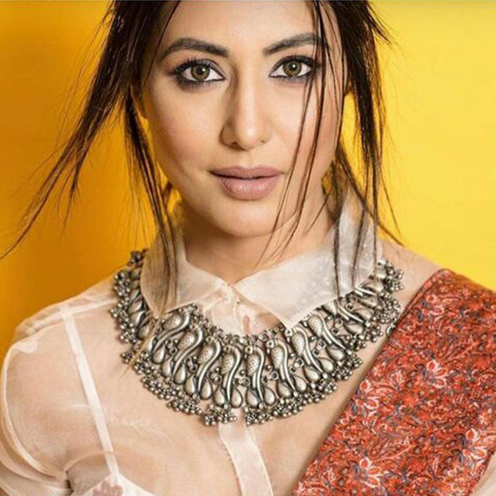 Antique Ghungroo Peacock Choker with Earrings