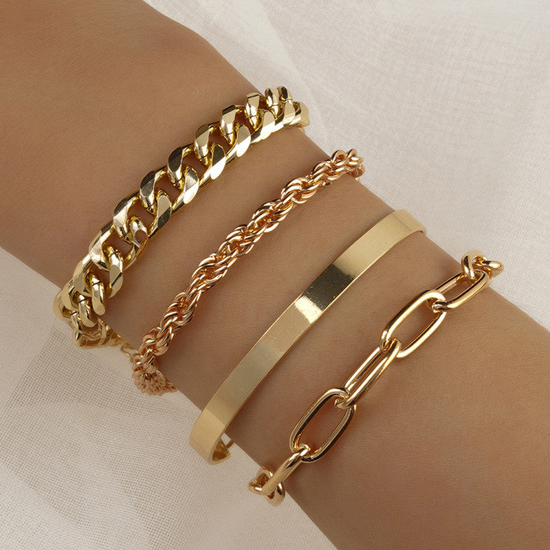 Combo of Chain Bracelets in Gold