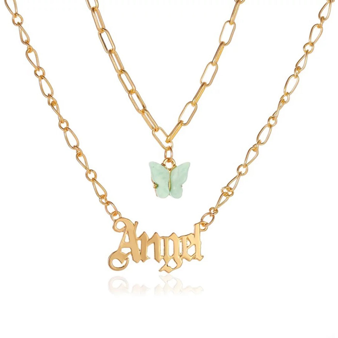 Angel word deals necklace gold