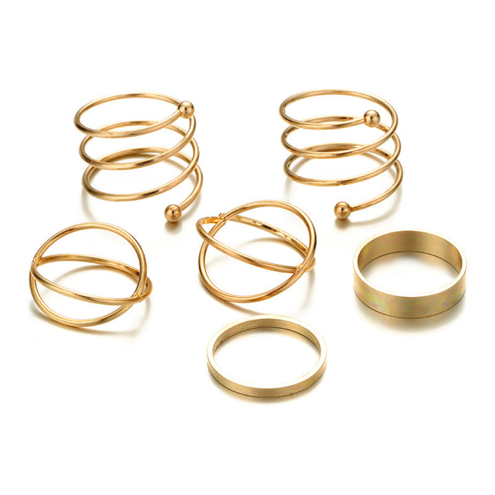 Vembley Trendy Western Style Gold Plated 6 Pcs Cubic , Knuckle Band Rings For Women and Girls