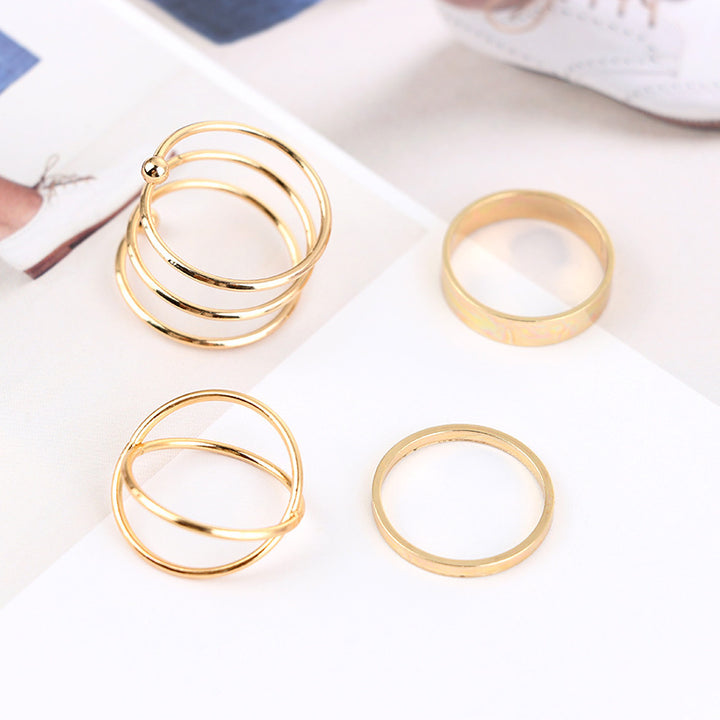 Vembley Trendy Western Style Gold Plated 6 Pcs Cubic , Knuckle Band Rings For Women and Girls
