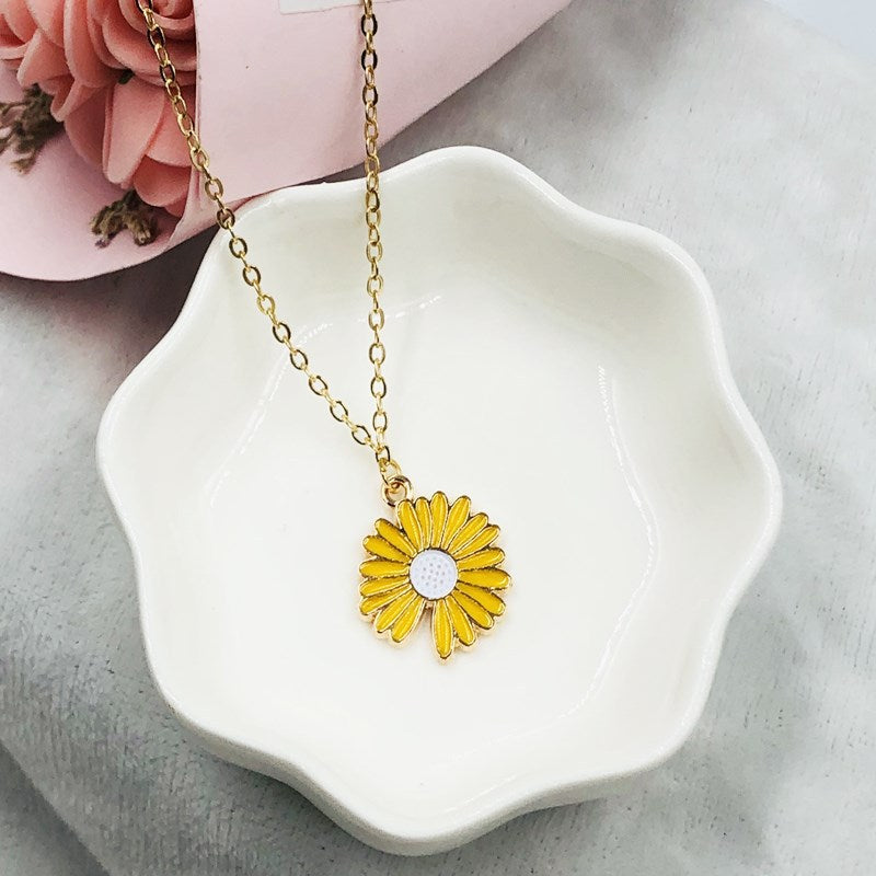 Vembley Stunning Gold Plated Yellow Flower Pendant Necklace for Women and Girls