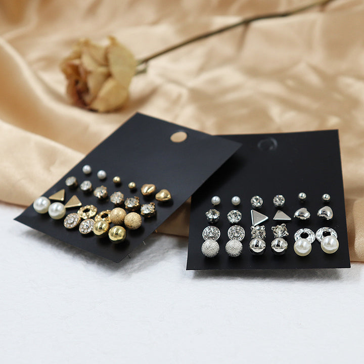 Combo Of 24 Pair Golden and Silver Studded Pearl Stud Earrings For Women and Girls