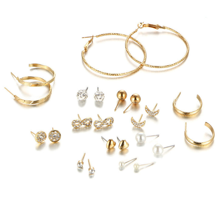 Vembley Stunning Combo of 12 pair Pearl Stone Stud and Hoop Earrings for Women and Girls