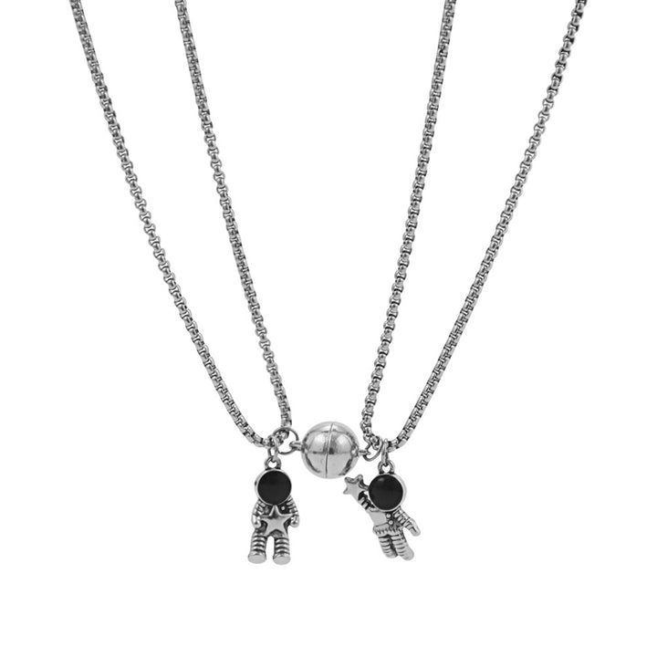 Gift Box of Couple Astronaut Pendant and Heart Ring