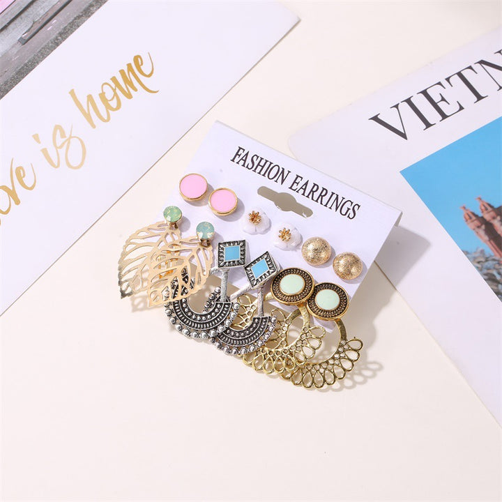 6 Pairs Combo of Floral Studs and Hanging Earrings