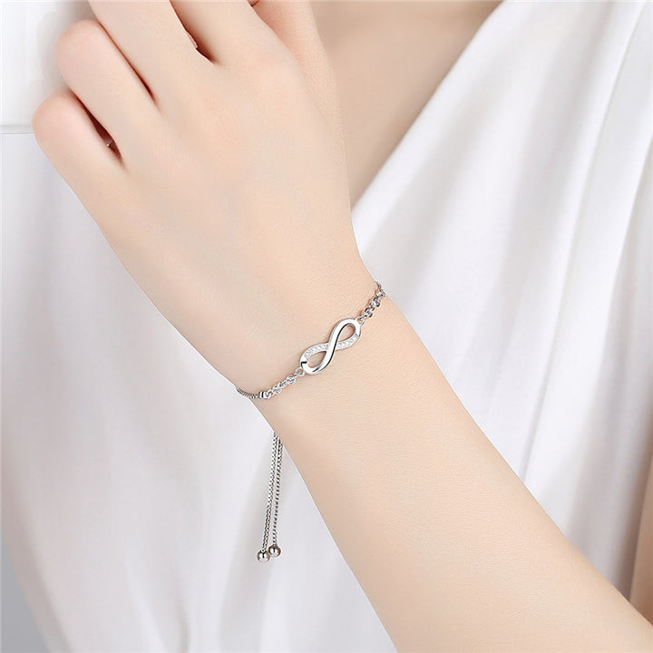 Silver Plated Infinity Slide Closure Bracelet