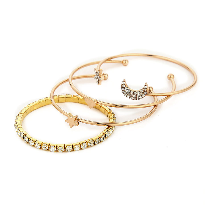 Studded Moon Star Heart Combo of 4 Charm Bracelets