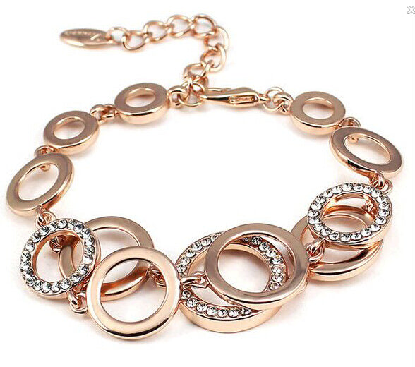 Rose Gold Plated Crystal Rings Bracelet