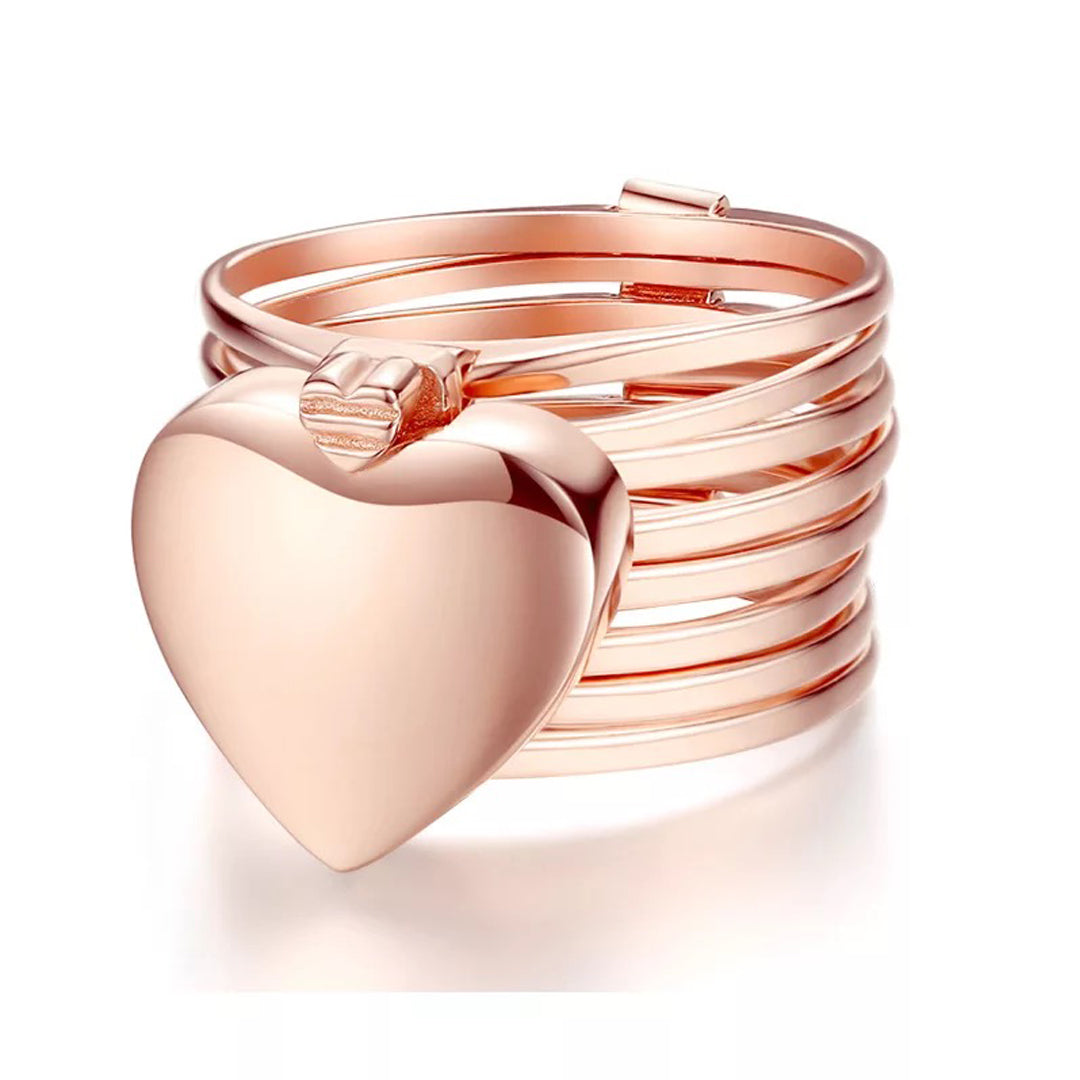 Rosegold 2 In 1 Retractable Heart Ring Bracelet