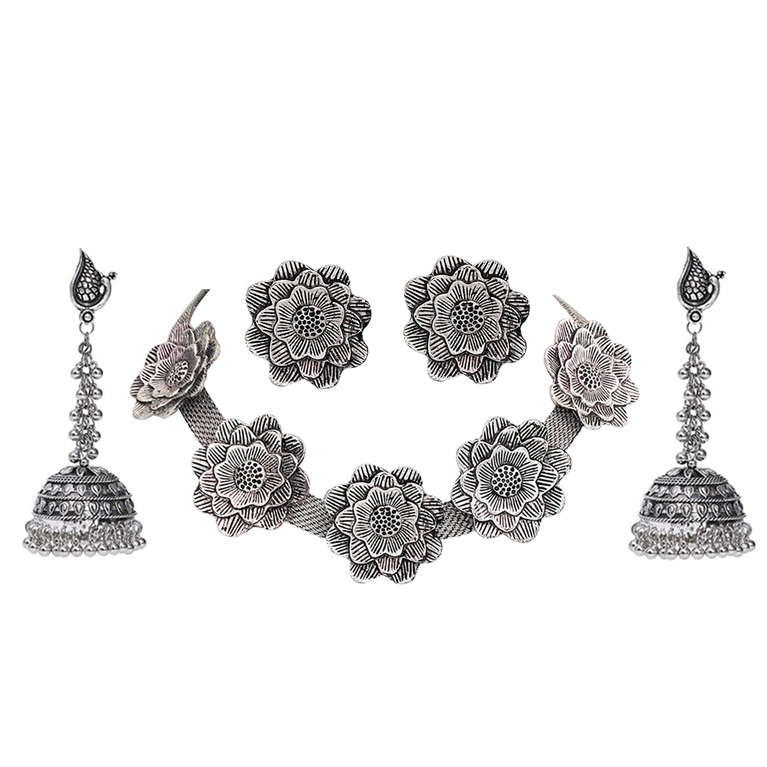 Combo of Oxidised Silver Hanging Earrings and Jewelry set – Vembley