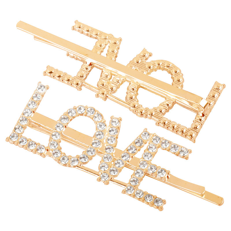 Vembley Stunning Golden Love Word Hairclip For Women and Girls