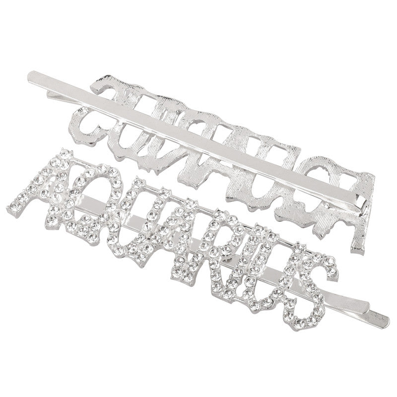 Vembley Stylish Aquarius Silver Hairclip For Women and Girls