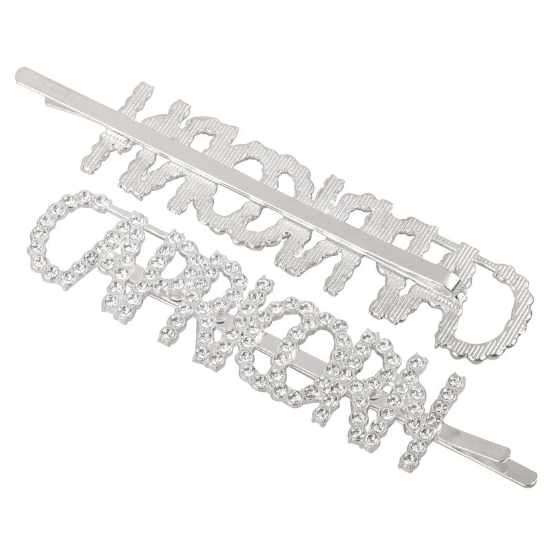 Vembley Charming Silver Capricorn Hairclip For Women and Girls