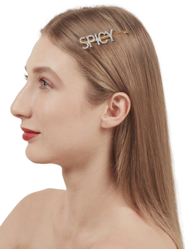 Vembley Gorgeous Golden Spicy Word Hairclip For Women and Girls