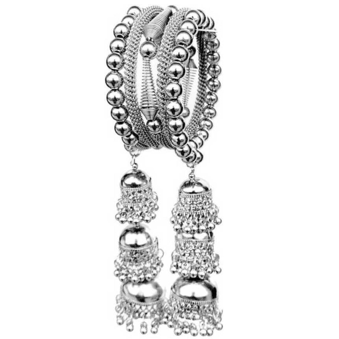 Combo of Oxidised Silver Bracelet Bangle and Jewelry set