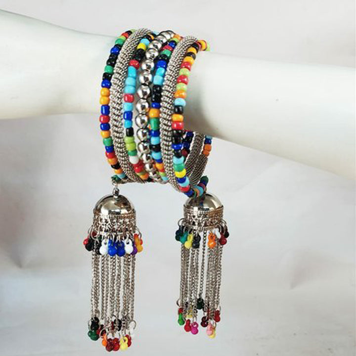 Combo of Oxidised Silver Multicolor Bracelet and Jewelry set