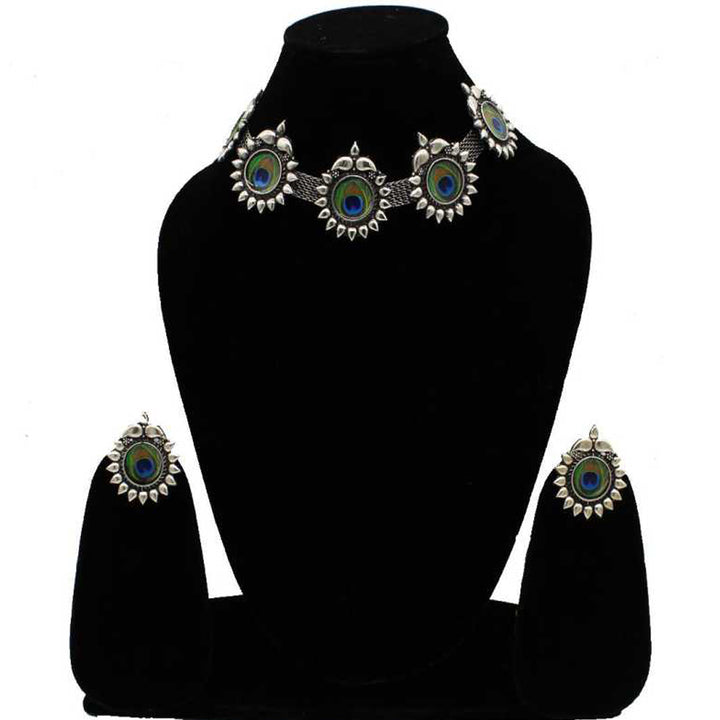 Antique Peacock Choker with Earring Set