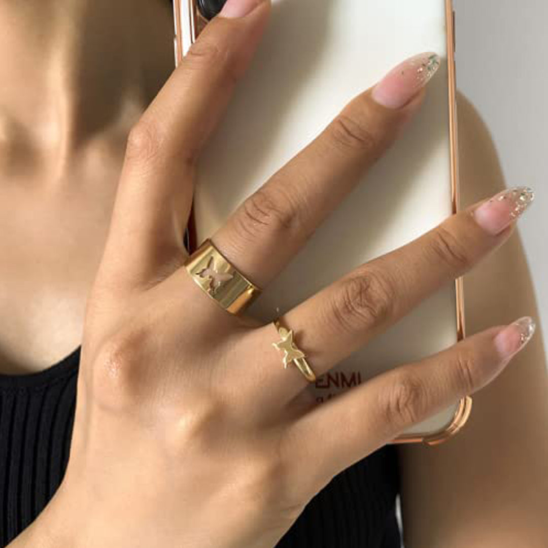 Golden Butterfly Couple Rings – Vembley