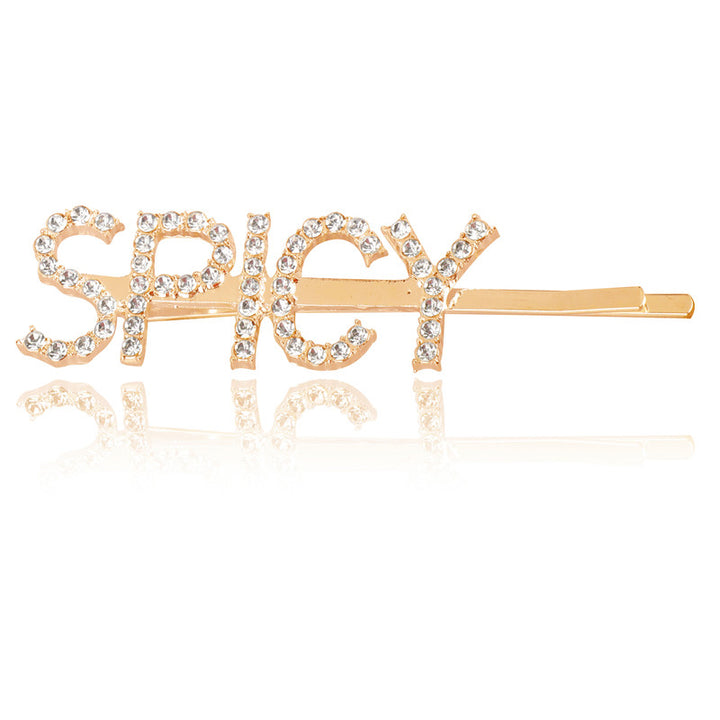 Vembley Combo Of 4 Stylish Golden Silver Love, Babe, Baby and Spicy Hairclip For Women and Girls