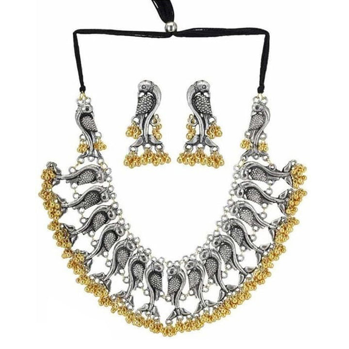 Antique Ghungroo Peacock Choker with Earrings