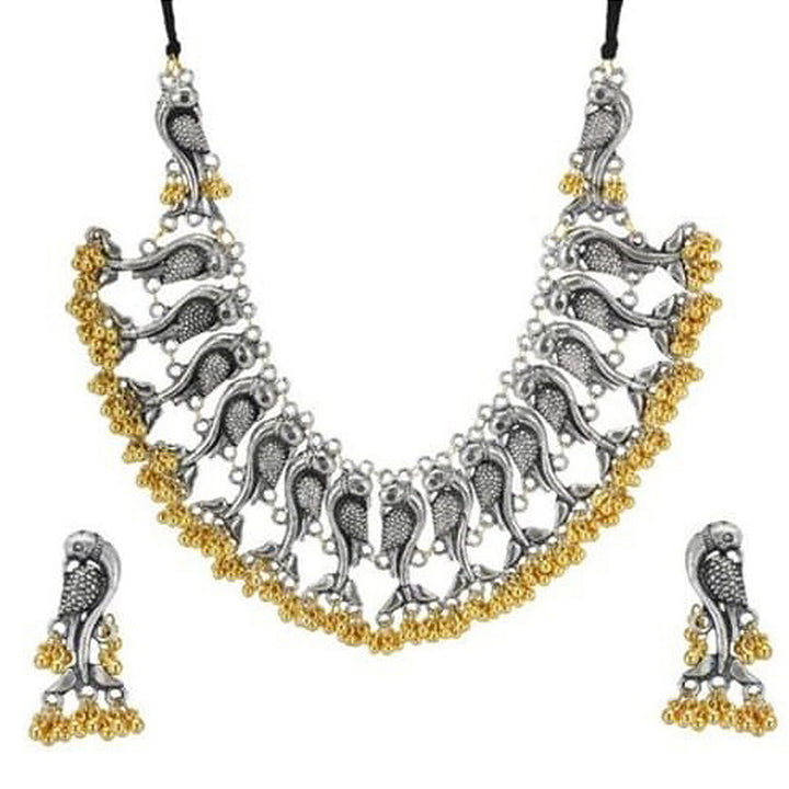 Antique Ghungroo Peacock Choker with Earrings