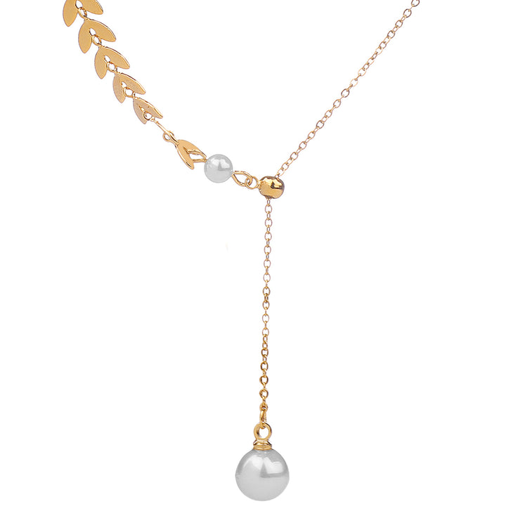 Vembley Charming Gold Plated Choker with the Design of Leaves Pendant Necklace for Women and Girls - Vembley