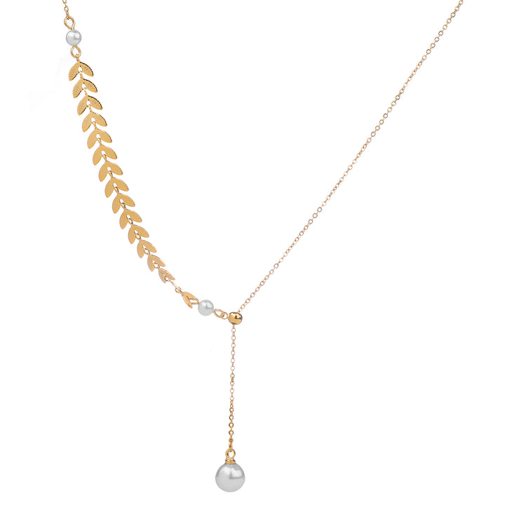 Vembley Charming Gold Plated Choker with the Design of Leaves Pendant Necklace for Women and Girls - Vembley